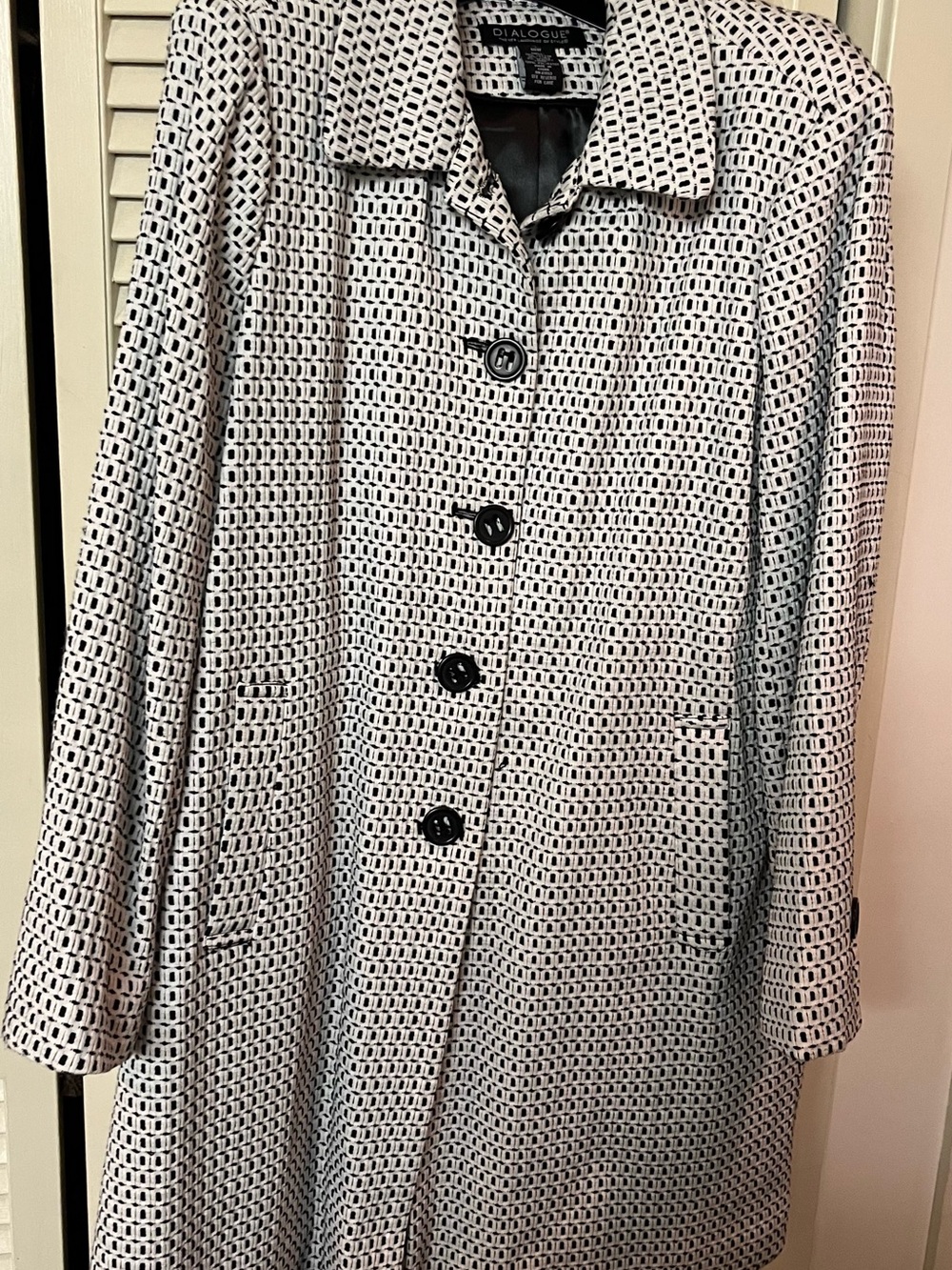 Dialogue Black and White Patterned Women's Coat